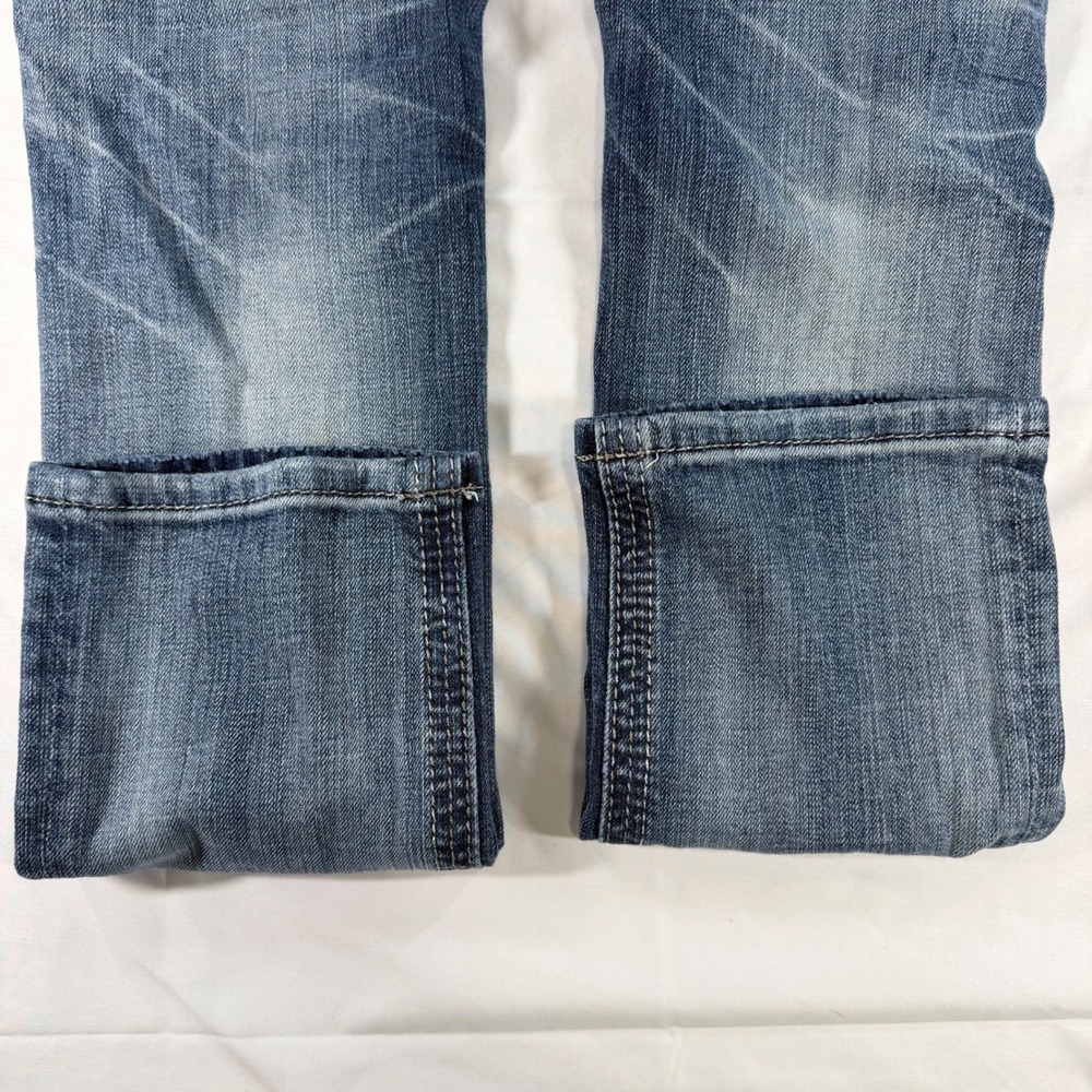 Miss Me Straight Leg Jeans 27X29 Rhinestone Distressed Fleur De Lis Buckle - Picture 5 of 12
